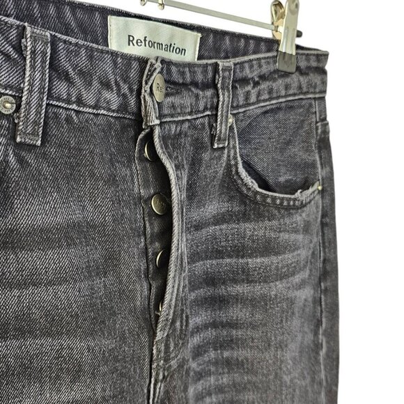 Reformation Brooke Jean in Pacific Size 26 High Rise Button Fly Straight Raw Hem - Picture 8 of 10